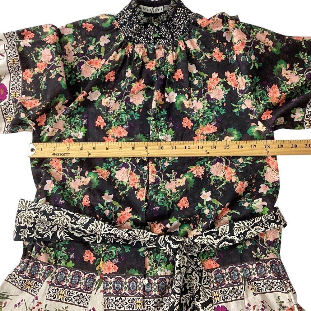 Alice + Olivia Janis Floral Mock Neck Mini Dress NWT Size 6 Event Party - Picture 8 of 13